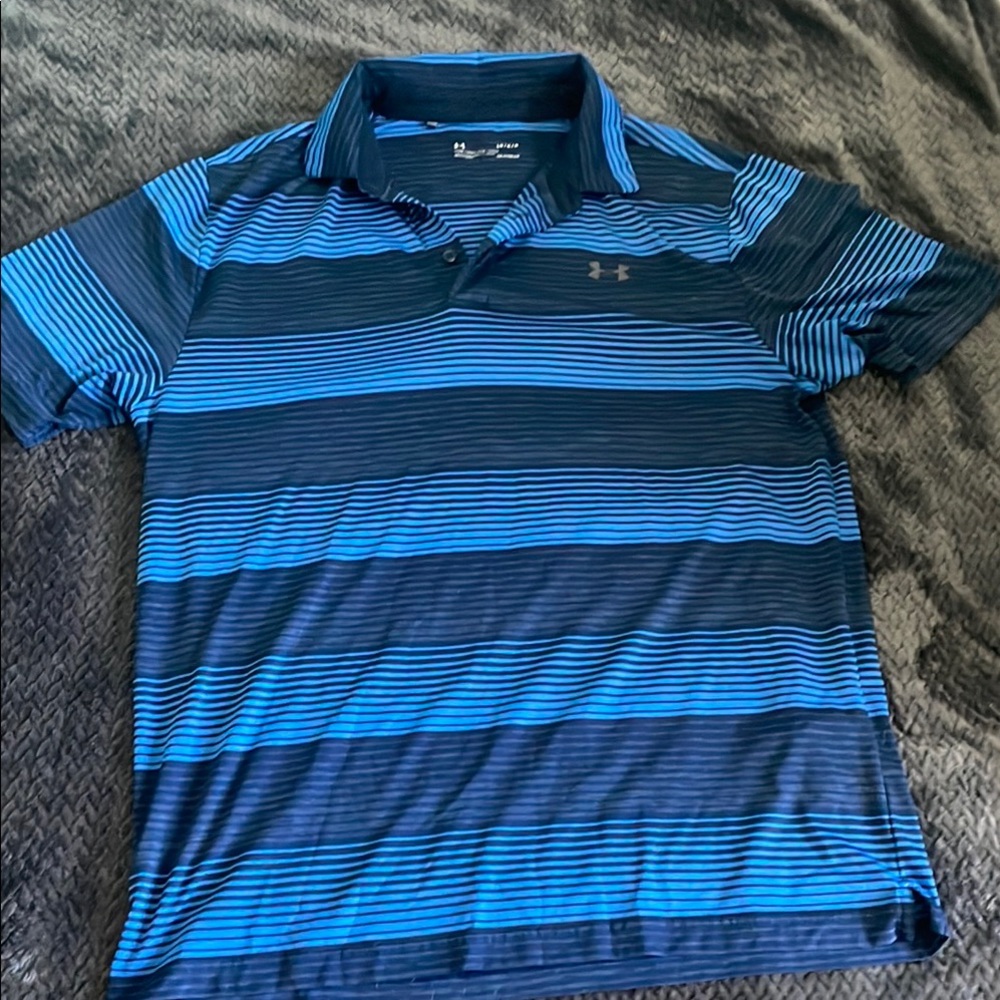 🌟3/$35 Under Armour Blue Striped Golf Polo